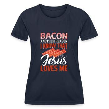 Bacon Lovers Funny Bacon Famous Food Keto - Women's Functional T-Shirt - navy - Front - AI Model Female 172 light (172cm)