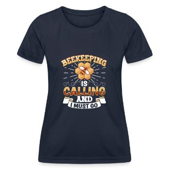 Abeille mellifère Apiculture Apiculteur Apiculture - T-shirt sport Femme - bleu marine - Devant - AI Model Female 172 light (172cm)