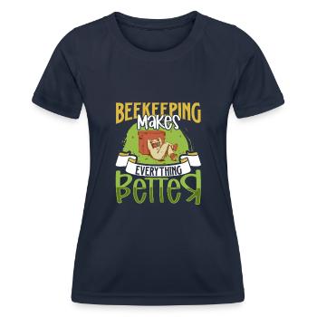 Abeille mellifère Apiculture Apiculteur Apiculture - T-shirt sport Femme - bleu marine - Devant - AI Model Female 172 light (172cm)