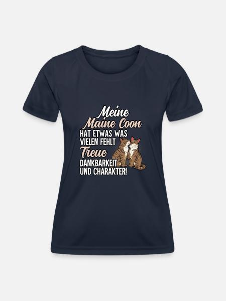 Maine Coon Katze - Frauen Funktions-T-Shirt - Navy