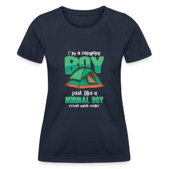 Scout Camping Outdoor Campfire Hiking Backpacking - Frauen Funktions-T-Shirt - Navy - Vorne - AI Model Female 172 light (172cm)