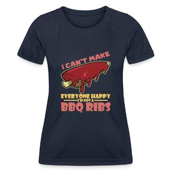 Bbq Spare Ribs Grill Raucher Fleisch Schweinerippe - Frauen Funktions-T-Shirt - Navy - Vorne - AI Model Female 172 light (172cm)
