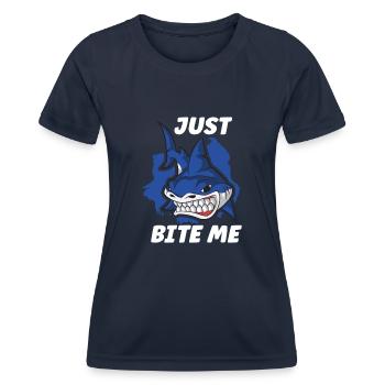 Shark Ocean Predator Scuba Diver Tauchen - Frauen Funktions-T-Shirt - Navy - Vorne - AI Model Female 172 light (172cm)