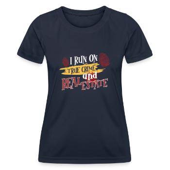 True Crime Murder Spy Crime Intérêt Idée cadeau - T-shirt sport Femme - bleu marine - Devant - AI Model Female 172 light (172cm)