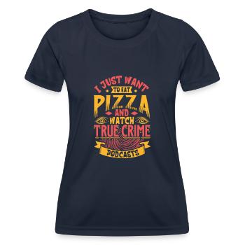 True Crime Murder Spy Crime Intérêt Idée cadeau - T-shirt sport Femme - bleu marine - Devant - AI Model Female 172 light (172cm)