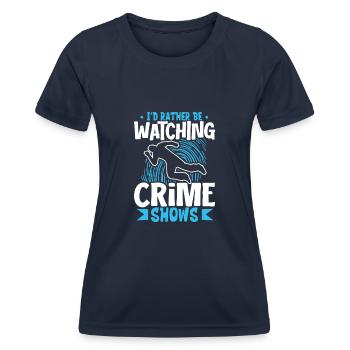 True Crime Murder Spy Crime Intérêt Idée cadeau - T-shirt sport Femme - bleu marine - Devant - AI Model Female 172 light (172cm)