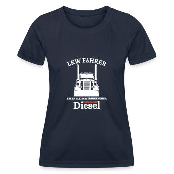 LKW Fahrer - Essen Fleisch Trinken Bier ... - Frauen Funktions-T-Shirt - Navy - Vorne - AI Model Female 172 light (172cm)