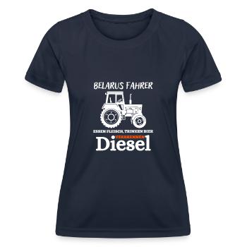MTS-Belarus Fahrer trinken Bier verbrennen Diesel - Frauen Funktions-T-Shirt - Navy - Vorne - AI Model Female 172 light (172cm)