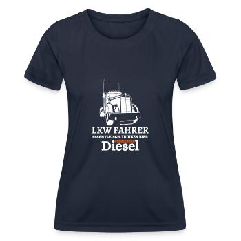 LKW Fahrer - Essen Fleisch Trinken Bier... - Frauen Funktions-T-Shirt - Navy - Vorne - AI Model Female 172 light (172cm)