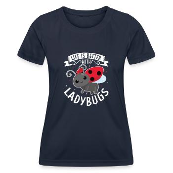 Coccinelle Coccinelle Entomologie Insectes - T-shirt sport Femme - bleu marine - Devant - AI Model Female 172 light (172cm)