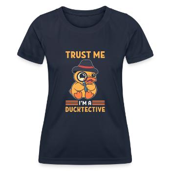 Ducktective Duck Détective privé - T-shirt sport Femme - bleu marine - Devant - AI Model Female 172 light (172cm)