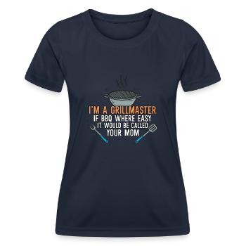 Ich bin ein Grillmeister Wenn BBQ einfach wäre, hi - Frauen Funktions-T-Shirt - Navy - Vorne - AI Model Female 172 light (172cm)