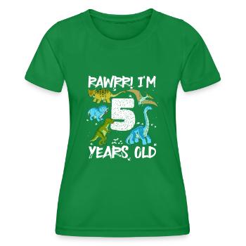 Cinq ans 5e anniversaire 5 ans, dinosaures - T-shirt sport Femme - vert - Devant - AI Model Female 172 dark (172cm)
