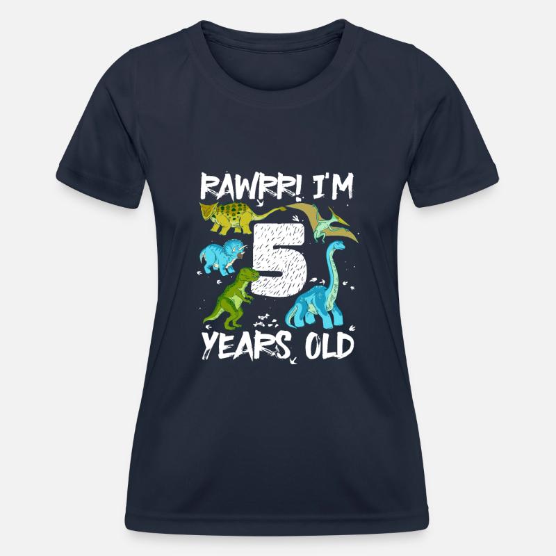 Five years 5th birthday 5 years, dinosaurs - Women's Functional T-Shirt - navy