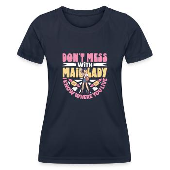 Commis des postes Postlady Postman Post Office - T-shirt sport Femme - bleu marine - Devant - AI Model Female 172 light (172cm)