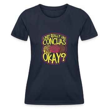 Humour espagnol Conchas Pain mexicain - T-shirt sport Femme - bleu marine - Devant - AI Model Female 172 light (172cm)
