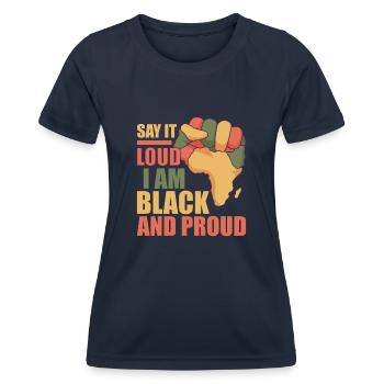 Afro Black Girl Pride Afro Girl Afrocentric - Women's Functional T-Shirt - navy - Front - AI Model Female 172 light (172cm)
