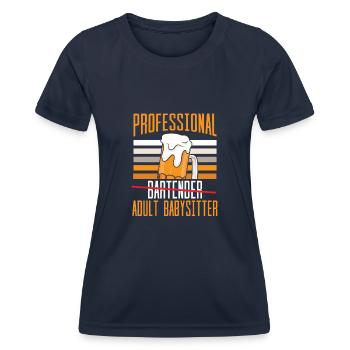Professioneller Barkeeper Erwachsene Babysitter - Frauen Funktions-T-Shirt - Navy - Vorne - AI Model Female 172 light (172cm)