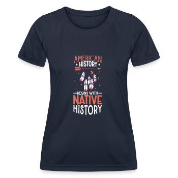 Aborigènes indiens Histoire des peuples autochtones - T-shirt sport Femme - bleu marine - Devant - AI Model Female 172 light (172cm)