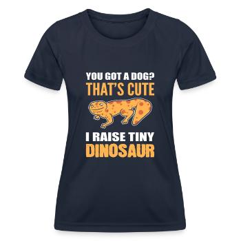 Vous avez un chien? C’est mignon j’élève de minuscules dinosaures - T-shirt sport Femme - bleu marine - Devant - AI Model Female 172 light (172cm)