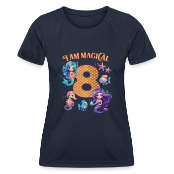 Meerjungfrau Geburtstag 8 Jahre - Frauen Funktions-T-Shirt - Navy - Vorne - AI Model Female 172 light (172cm)