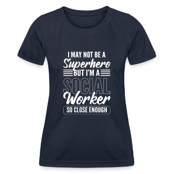 Superhelden-Sozialarbeiter Berater - Frauen Funktions-T-Shirt - Navy - Vorne - AI Model Female 172 light (172cm)