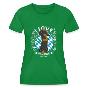 Dackel I Love Bavaria - Frauen Funktions-T-Shirt - Kelly Green - Vorne - AI Model Female 172 dark (172cm)