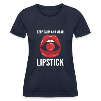 Lippenstift tragen Maskenbildner - Frauen Funktions-T-Shirt - Navy - Vorne - AI Model Female 172 light (172cm)