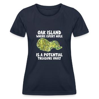 Oak Island / Treasure Hunting Oak Island Mystery - Frauen Funktions-T-Shirt - Navy - Vorne - AI Model Female 172 light (172cm)