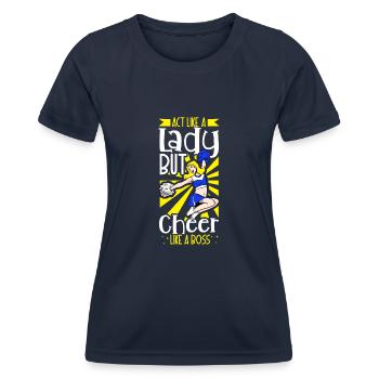 Cheerleading Cheer Zitat Fußballstadion Tanz - Frauen Funktions-T-Shirt - Navy - Vorne - AI Model Female 172 light (172cm)