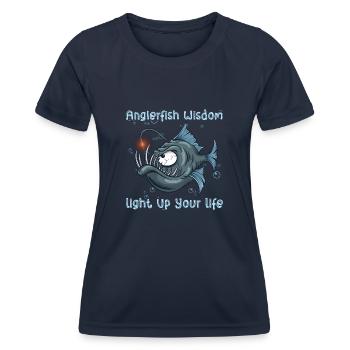 Pêche à la lotte sous l’eau en haute mer - T-shirt sport Femme - bleu marine - Devant - AI Model Female 172 light (172cm)