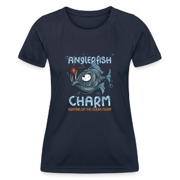 Pêche à la lotte sous l’eau en haute mer - T-shirt sport Femme - bleu marine - Devant - AI Model Female 172 light (172cm)