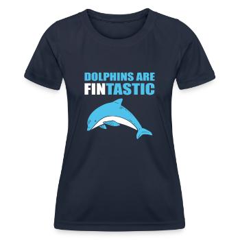 Delfine Liebhaber Delphin Trainer - Frauen Funktions-T-Shirt - Navy - Vorne - AI Model Female 172 light (172cm)