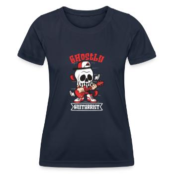 Drôle Horreur Spooky Guitariste Guitariste Fantomatique - T-shirt sport Femme - bleu marine - Devant - AI Model Female 172 light (172cm)