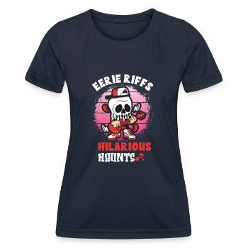 Drôle Horreur Spooky Guitariste Guitariste Fantomatique - T-shirt sport Femme - bleu marine - Devant - AI Model Female 172 light (172cm)