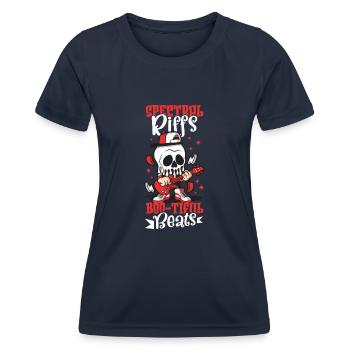 Drôle Horreur Spooky Guitariste Guitariste Fantomatique - T-shirt sport Femme - bleu marine - Devant - AI Model Female 172 light (172cm)