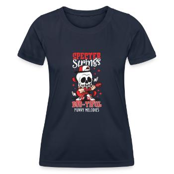 Drôle Horreur Spooky Guitariste Guitariste Fantomatique - T-shirt sport Femme - bleu marine - Devant - AI Model Female 172 light (172cm)