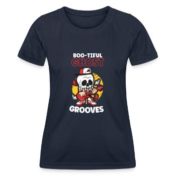 Drôle Horreur Spooky Guitariste Guitariste Fantomatique - T-shirt sport Femme - bleu marine - Devant - AI Model Female 172 light (172cm)