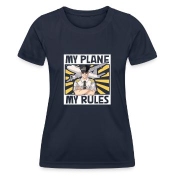 Pilote Aviation Avion Compagnie aérienne Futurs pilotes - T-shirt sport Femme - bleu marine - Devant - AI Model Female 172 light (172cm)