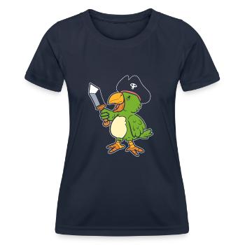 Papageipirat Ornithologe - Frauen Funktions-T-Shirt - Navy - Vorne - AI Model Female 172 light (172cm)
