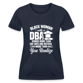 DBA Degree DBA Degree Docteur en commerce - T-shirt sport Femme - bleu marine - Devant - AI Model Female 172 light (172cm)