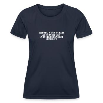Fitness - Erfolg wird durch Ausdauer und - Frauen Funktions-T-Shirt - Navy - Vorne - AI Model Female 172 light (172cm)