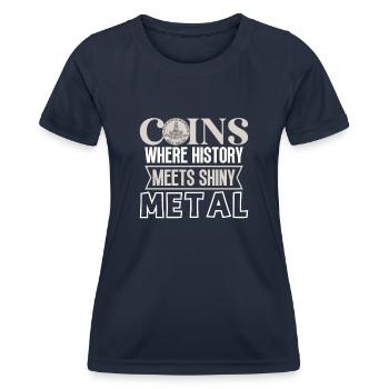 Collection de pièces de monnaie amusante pour les collectionneurs de pièces de monnaie et - T-shirt sport Femme - bleu marine - Devant - AI Model Female 172 light (172cm)