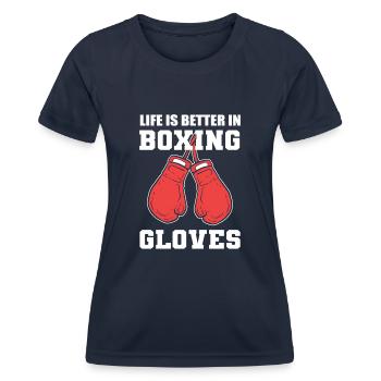 Boxhandschuhe Professioneller Kickboxer - Frauen Funktions-T-Shirt - Navy - Vorne - AI Model Female 172 light (172cm)