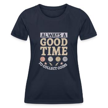 Collection de pièces de monnaie amusante pour les collectionneurs de pièces de monnaie et - T-shirt sport Femme - bleu marine - Devant - AI Model Female 172 light (172cm)