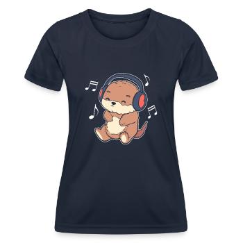 Musikliebhaber Otter Komponist - Frauen Funktions-T-Shirt - Navy - Vorne - AI Model Female 172 light (172cm)