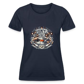 Disques vinyles Lp Collectionneurs Amateurs de disques - T-shirt sport Femme - bleu marine - Devant - AI Model Female 172 light (172cm)