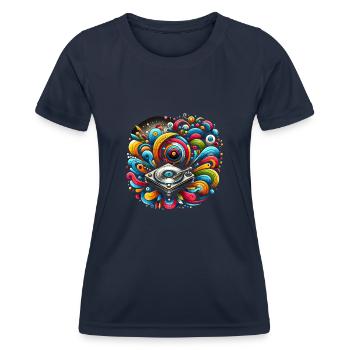 Disques vinyles Lp Collectionneurs Amateurs de disques - T-shirt sport Femme - bleu marine - Devant - AI Model Female 172 light (172cm)
