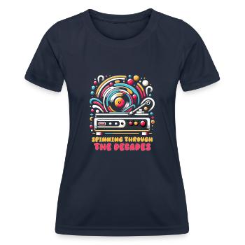 Disques vinyles Lp Collectionneurs Amateurs de disques - T-shirt sport Femme - bleu marine - Devant - AI Model Female 172 light (172cm)