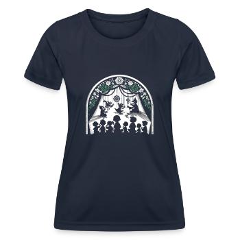 Puppet Mastery Shadow Play Bauchredner-geschenk - Frauen Funktions-T-Shirt - Navy - Vorne - AI Model Female 172 light (172cm)